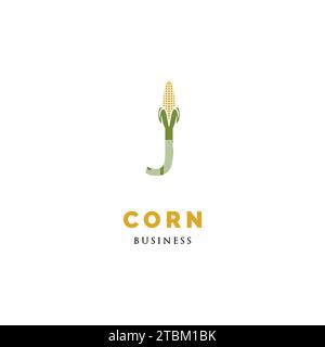 Initial Letter J Corn Icon Logo Design Template Stock Vector