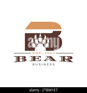 Initial Letter B Bear Claw Icon Logo Design Template Stock Vector