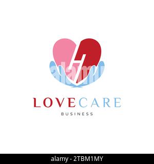 Initial Letter H Love Care Icon Logo Design Template Stock Vector