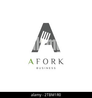Initial Letter A Fork or Restaurant Icon Logo Design Template Stock Vector