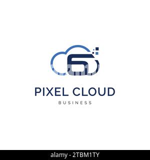 Initial letter G pixel cloud logo design inspiration Stock Vector