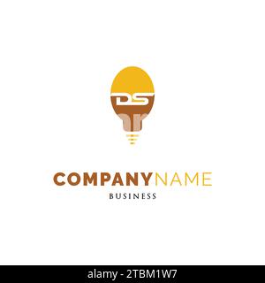 Initial Letter DS Bulb Icon Logo Design Template Stock Vector