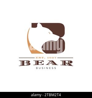 Initial Letter B Bear Icon Logo Design Template Stock Vector