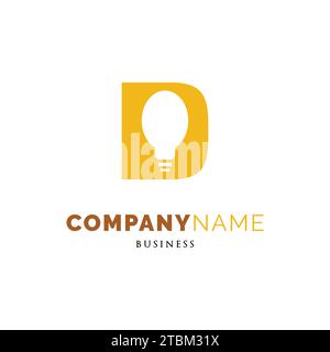 Initial Letter D Bulb Icon Logo Design Template Stock Vector