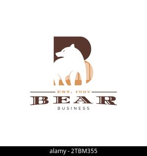 Initial Letter B Bear Icon Logo Design Template Stock Vector