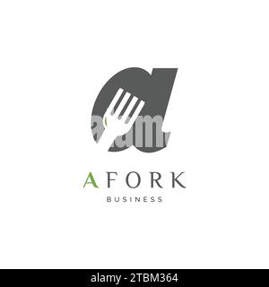 Initial Letter A Fork or Restaurant Icon Logo Design Template Stock Vector