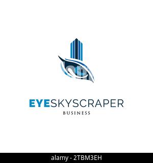 Eye with Skyscraper Icon Logo Design Template Stock Vector