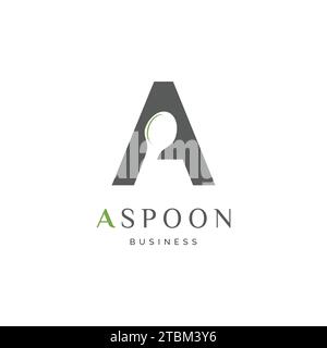 Initial Letter A Spoon or Restaurant Icon Logo Design Template Stock Vector