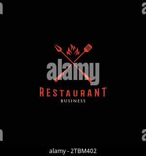 Grill restaurant logo design inspiration Stock Vector