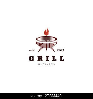 Grill icon logo design inspiration Stock Vector