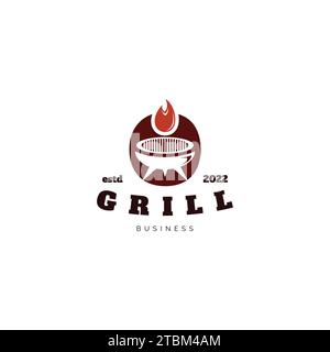 Grill icon logo design inspiration Stock Vector