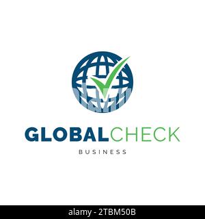 Global check mark icon logo design inspiration Stock Vector