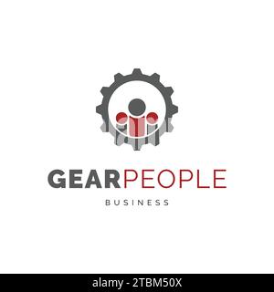 Gear people icon logo design inspiration Stock Vector