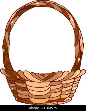 Straw wicker basket for Easter eggs and gifts. Vector illustration Stock Vector