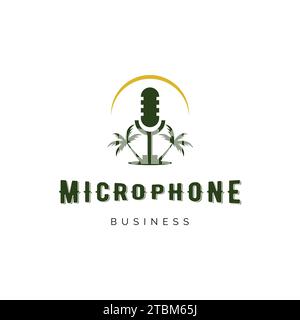 Coconut tree microphone icon logo design inspiration Stock Vector