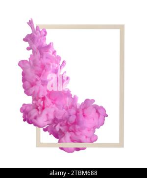 Splash of pink ink and frame on white background Stock Photo