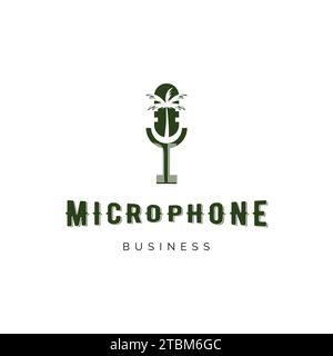 Coconut tree microphone icon logo design inspiration Stock Vector