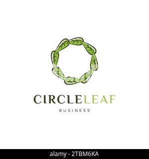Circle Leaf Icon Logo Design Template Stock Vector