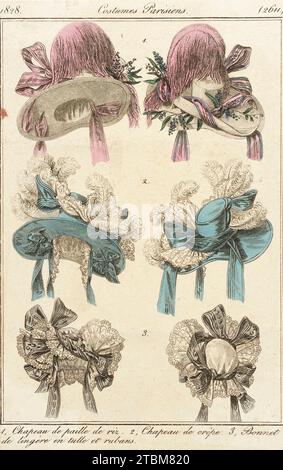 Fashion Plate (Costumes Parisiens), 1828. Stock Photo