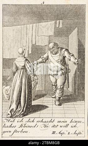 Drie voorstellingen uit William Shakespeares Merry Wives of Windsor, Daniel Nikolaus Chodowiecki, 1786.The Merry Wives of Windsor - John Falstaff. I've caught a glimpse of you, my heavenly gem !... Stock Photo