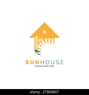 Sun House Icon Vector Logo Template Illustration Design Stock Vector