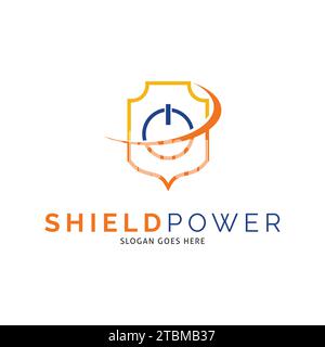 Swoosh Shield Power Icon Vector Logo Template Illustration Design Stock Vector