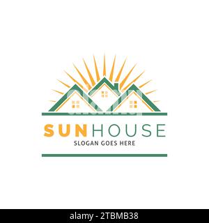Sun House Icon Vector Logo Template Illustration Design Stock Vector