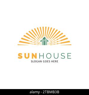 Sun House Icon Vector Logo Template Illustration Design Stock Vector
