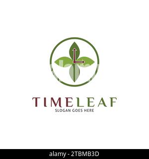 Time Leaf Icon Vector Logo Template Illustration Design Stock Vector