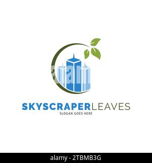 Skyscraper Leaves Icon Vector Logo Template Illustration Design Stock Vector