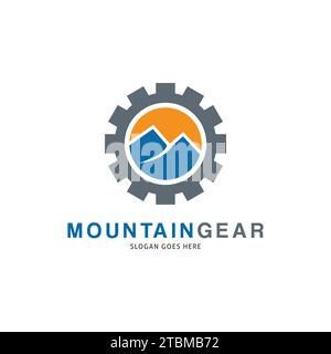 Mountain Gear Icon Vector Logo Template Illustration Design Stock Vector