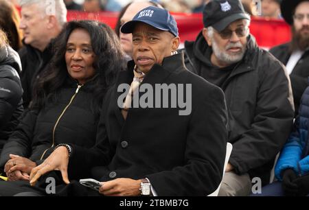 Washington, United States. 07th Dec, 2023. Mayor Eric Adams (Democrat of New York, New York) attends the Grand Lighting ceremony of the National Menorah sponsored by the American Friends of Lubavitch (Chabad) on the Ellipse in Washington, DC on Thursday, December 7, 2023. Photo by Ron Sachs/UPI Credit: UPI/Alamy Live News Stock Photo