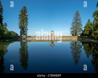 Ottergrund tajch. Highest water reservoir in the Stiavnica Mountains. Banska Stiavnica. Slovakia Stock Photo