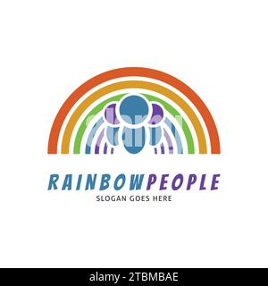 Rainbow People Icon Vector Logo Template Illustration Design Stock Vector