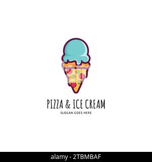 Ice Cream and Pizza Icon Vector Logo Template Illustration Design Stock Vector