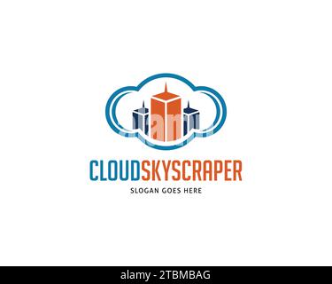 Skyscraper with Cloud Logo Vector Icon Illustration Design Stock Vector