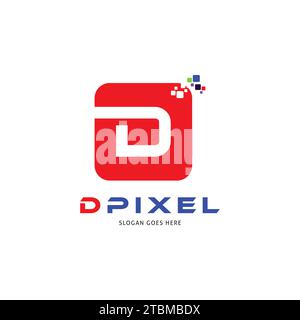 Initial Letter D Digital Pixel Icon Vector Logo Template Illustration Design Stock Vector