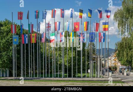 Row of national flags. World Flags Blowing In The Wind Stock Photo - Alamy