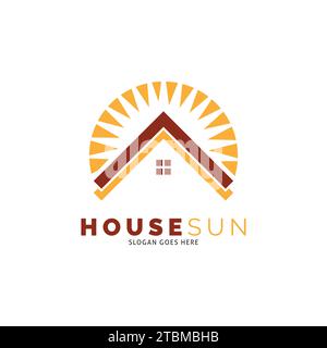 House Sun Icon Vector Logo Template Illustration Design Stock Vector