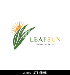 Leaf Sun Icon Vector Logo Template Illustration Design Stock Vector