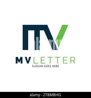 Initial Letter MV Icon Vector Logo Template Illustration Design Stock Vector