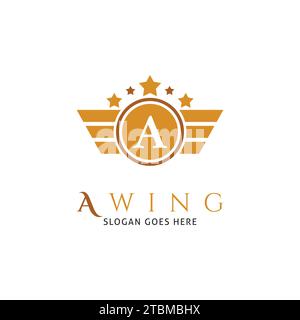Initial Letter A Wing Star Icon Vector Logo Template Illustration Design Stock Vector