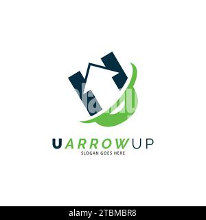 Initial Letter U Arrow Up Icon Vector Logo Template Illustration Design Stock Vector