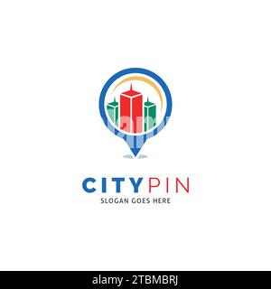 City Pin Icon Vector Logo Template Illustration Design Stock Vector