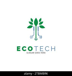 Eco Technology Icon Vector Logo Template Illustration Design Stock Vector