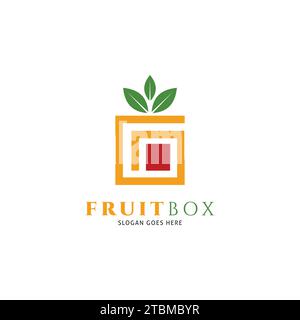Fruit Box Icon Vector Logo Template Illustration Design Stock Vector