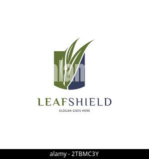 Leaf Shield Icon Vector Logo Template Illustration Design Stock Vector