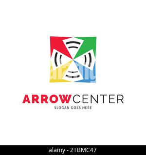 Arrow Center Icon Vector Logo Template Illustration Design Stock Vector