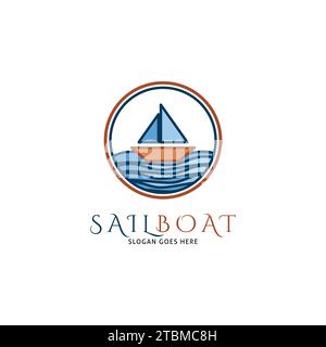 Sailboat Marine Icon Vector Logo Template Illustration Design Stock Vector