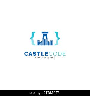 Castle Code Icon Vector Logo Template Illustration Design Stock Vector